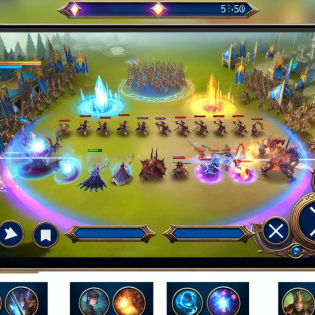 Turowa bitwa w Heroes of War Magic z jednostkami ustawionymi na polu walki