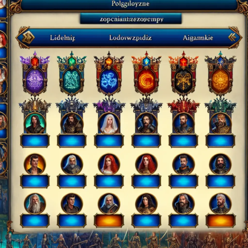 Ekran wyboru frakcji w Heroes of War Magic prezentujący różnych bohaterów