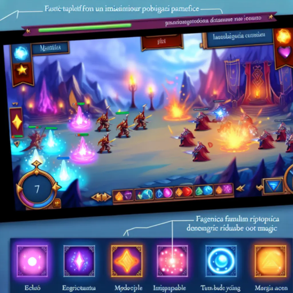 Ekran interfejsu gry mobilnej Heroes of War Magic