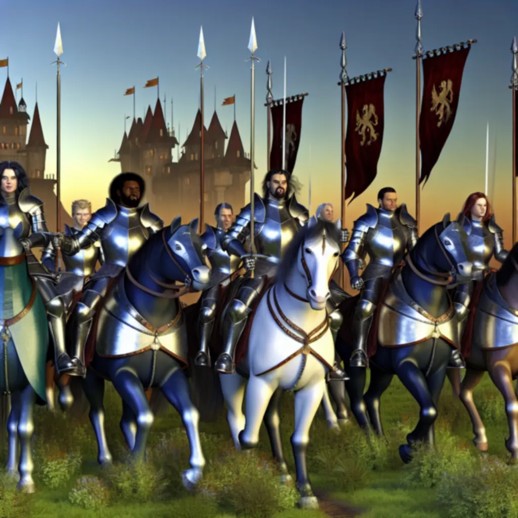 Sojusz Rycerzy w zbrojach płytowych maszerujący do walki