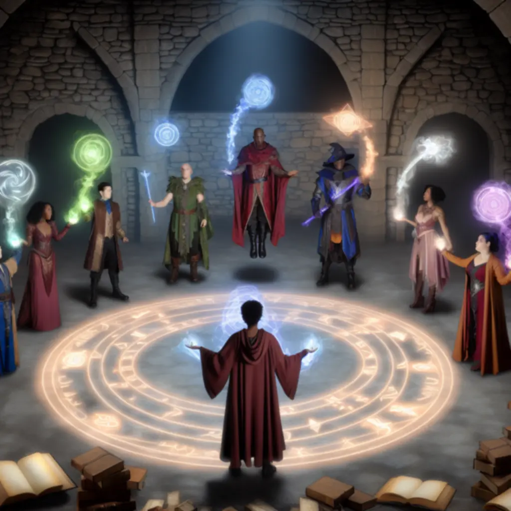 Kręgi Magów rzucające potężne zaklęcia na polu bitwy